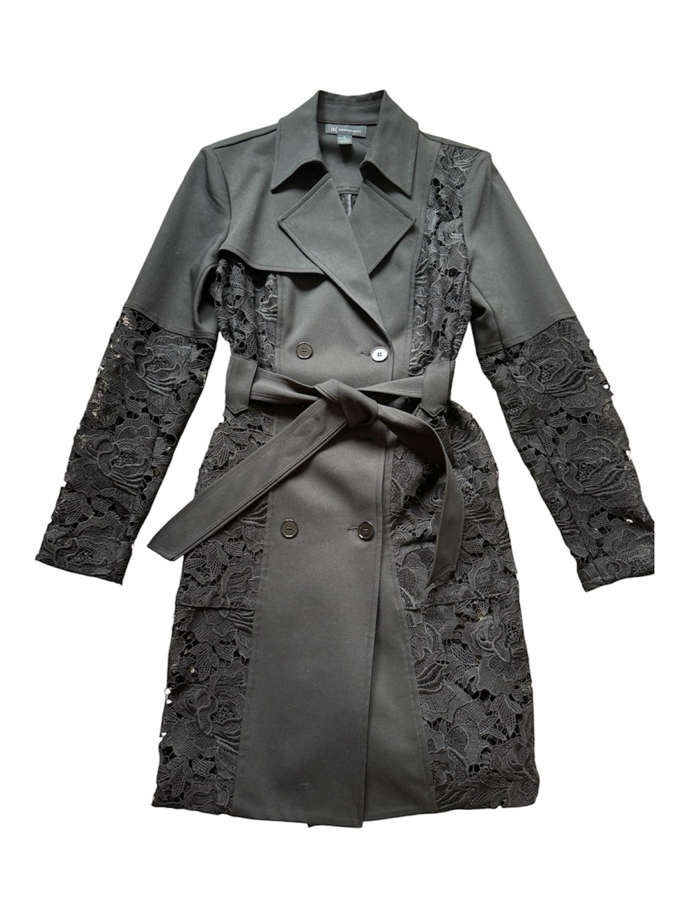 INC International Concepts Black Lace-Trim Blouse